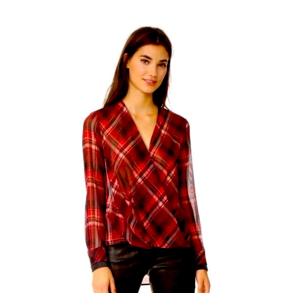 rag & bone Crimson Plaid Wrap Blouse